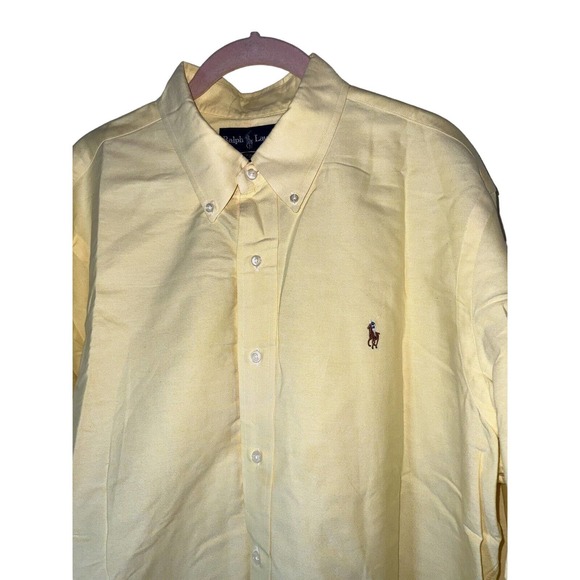 Ralph Lauren Yellow Custom Fit‎ Cotton Button Down Long Sleeve Shirt Men XL - Picture 1 of 8